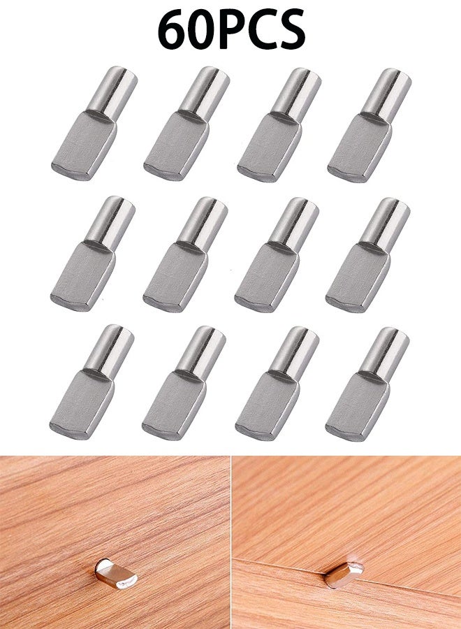 5mm Shelf Pegs Pins,60 Pieces Cabinet Furniture Spoon Shape Support Pegs for Shelves Nickel Plated - Image 1