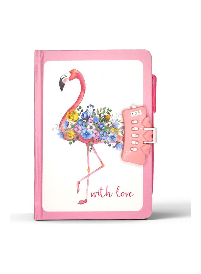 Sharpdo A5 Hardcover Lock Book With Pen flamingo Multicolour 1 - Image 1