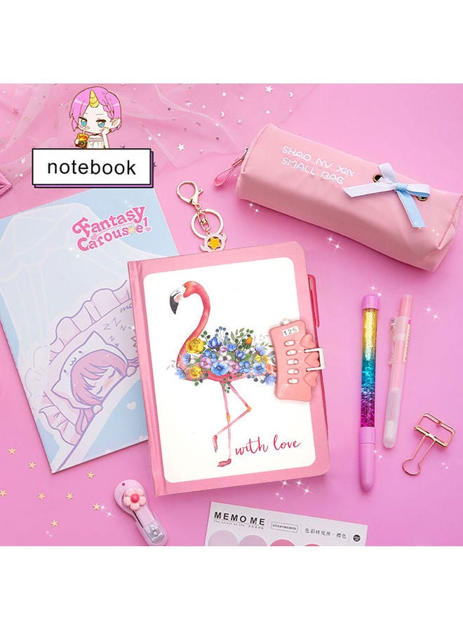 Sharpdo A5 Hardcover Lock Book With Pen flamingo Multicolour 1 - Image 2