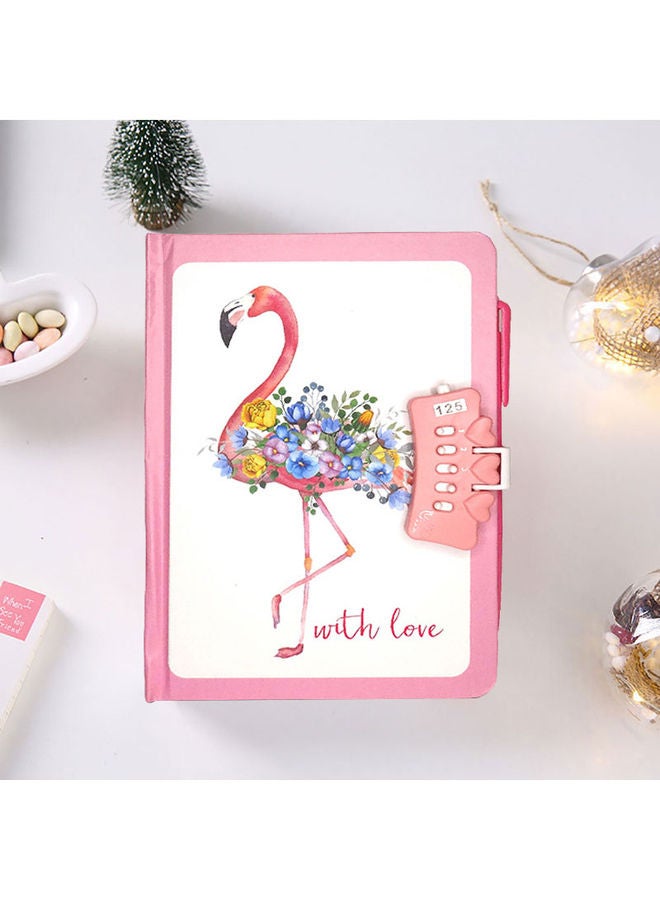 Sharpdo A5 Hardcover Lock Book With Pen flamingo Multicolour 1 - Image 3