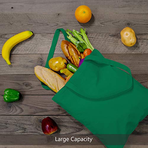 TOPDesign 6-Pack Economical 16"x15" Kelly Green Cotton Tote Bag, Lightweight Medium Reusable Grocery Shopping Cloth Bags, Suitable for DIY, Advertising, Promotion, Gift, Activity - Image 4