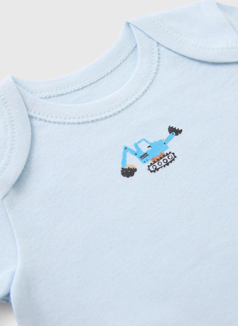 ماتلان خمس قطع بدلات نوم أطفال زرقاء حفار