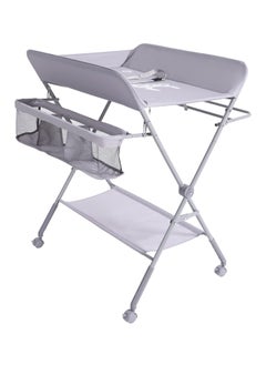 Gogoya Portable Foldable Baby Diaper Changing Table With Wheels, Mobile Nursery Organizer For Newborn Essentials,Grey  - Image 1