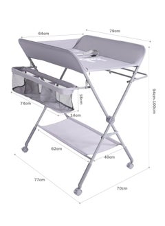 Gogoya Portable Foldable Baby Diaper Changing Table With Wheels, Mobile Nursery Organizer For Newborn Essentials,Grey  - Image 4