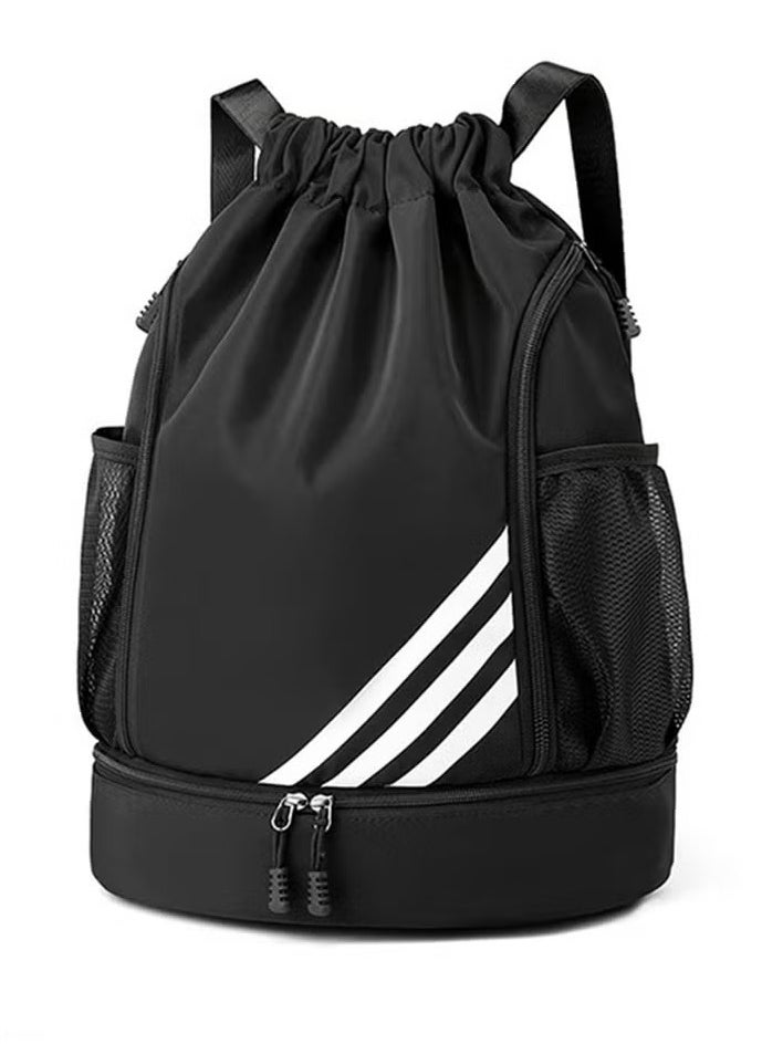 PYC Drawstring Backpack, Waterproof Travel Bag, Large Oxford Gym Bag, Student Backpack, Durable Sports Ball Bag with Shoe Compartment, Suitable for Sports  - Image 1