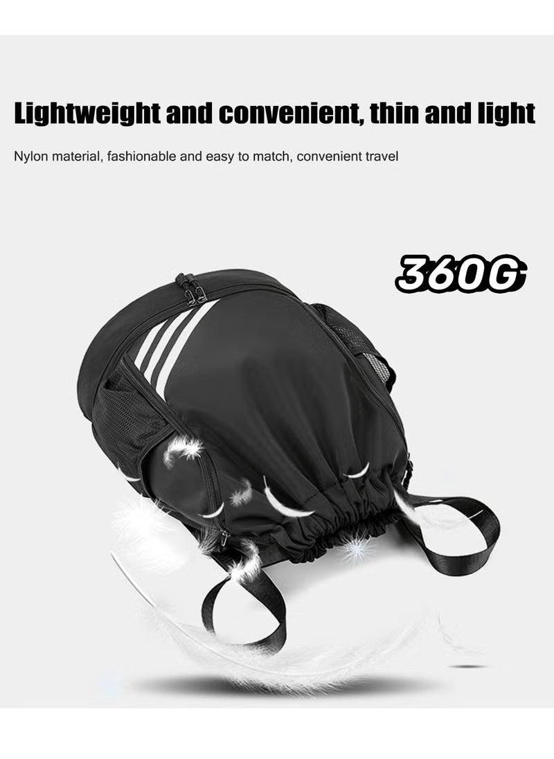 PYC Drawstring Backpack, Waterproof Travel Bag, Large Oxford Gym Bag, Student Backpack, Durable Sports Ball Bag with Shoe Compartment, Suitable for Sports  - Image 5