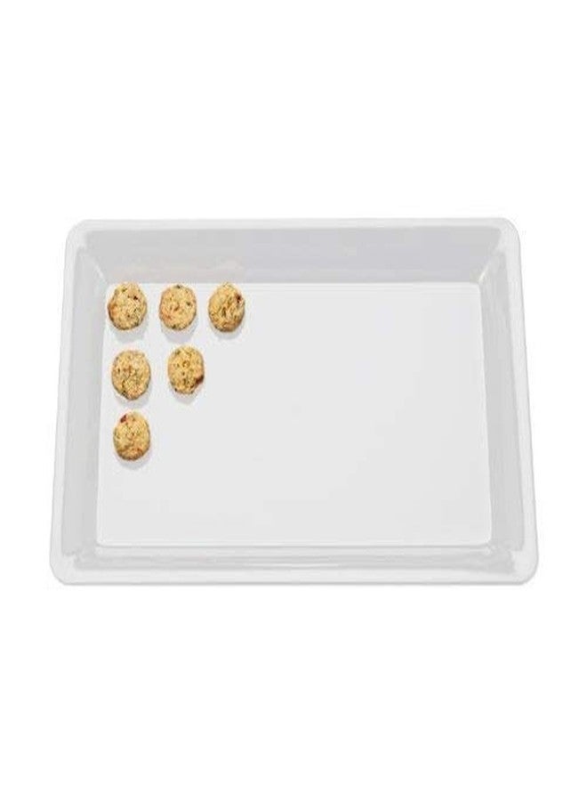 Zappy 4 Rectangle White Plastic Heavy Duty Serving Trays 12" x 18" Decorative Wedding & Party Platters - Image 2