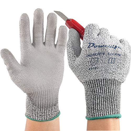 Dowellife Level 5 Cut Resistant Work Gloves for Men and Women, PU Coated Breathable Gardening Gloves, Thin Flexible and Firm Grip for Mechanics and Fishing (X-Large, Grey) - Image 1
