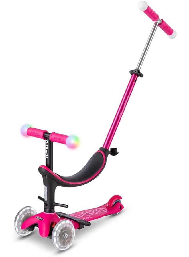 Micro سكوترات ميكرو | دراجة ثلاثية ميكرو 2 جرو LED 4 في 1 للأطفال | مقود قابل للتعديل | قابلة للطي | خفيفة الوزن | للأولاد والبنات | 1-6 سنوات | وردي - Image 2