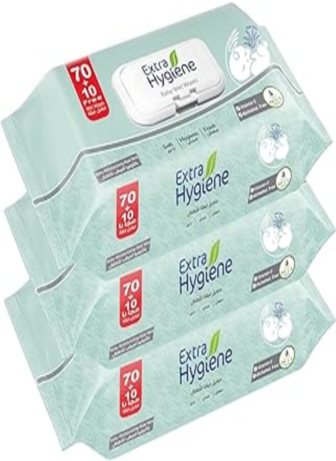 Hygiene Extra Hygiene WET WIPES BABY ALOE VERA 70+10W*3 
