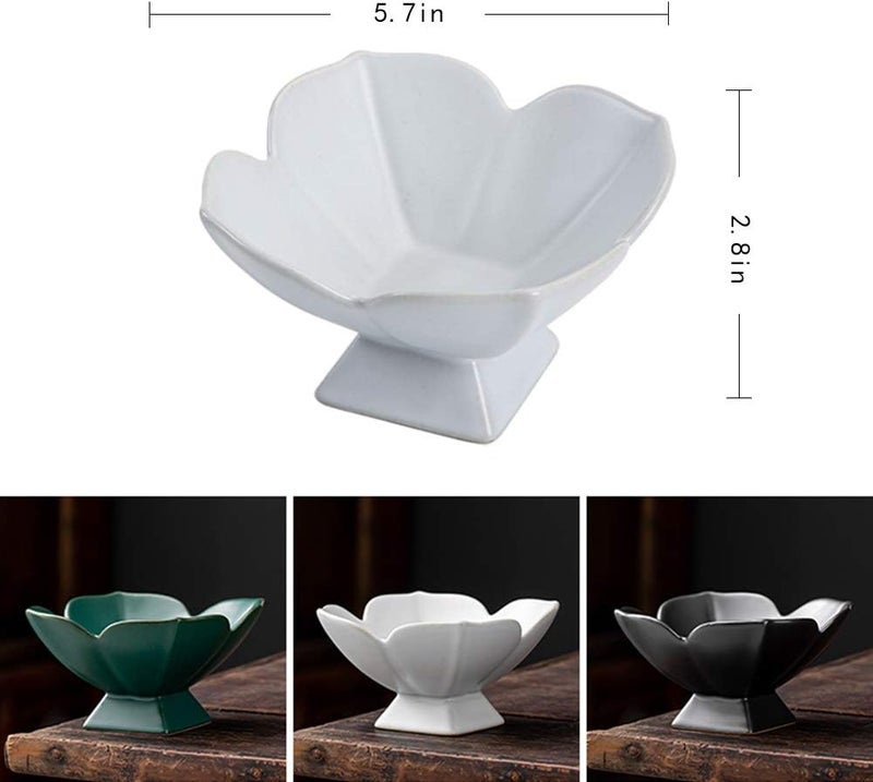 Kelendle Ceramic Footed Fruit Bowl Pedestal Bowl Home Decorative Dessert Serving Stand Snacks Tray Display Holder for Kitchen Counter Centerpiece Table DecorWhite - Image 5