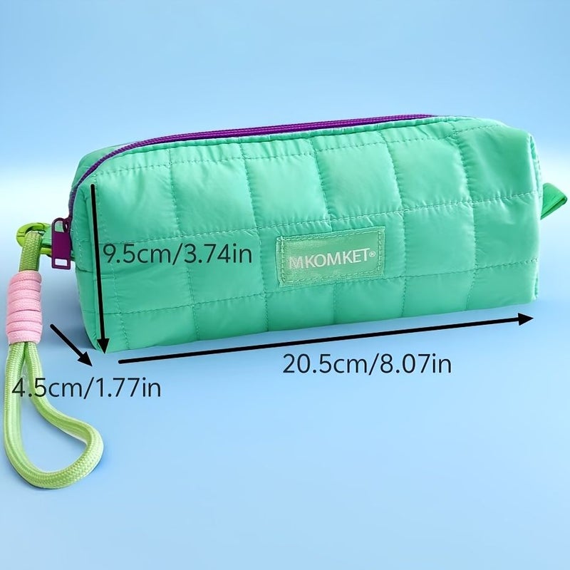 Purple Large Capacity Portable Quilted Makeup Bag Stationery Storage - Image 4
