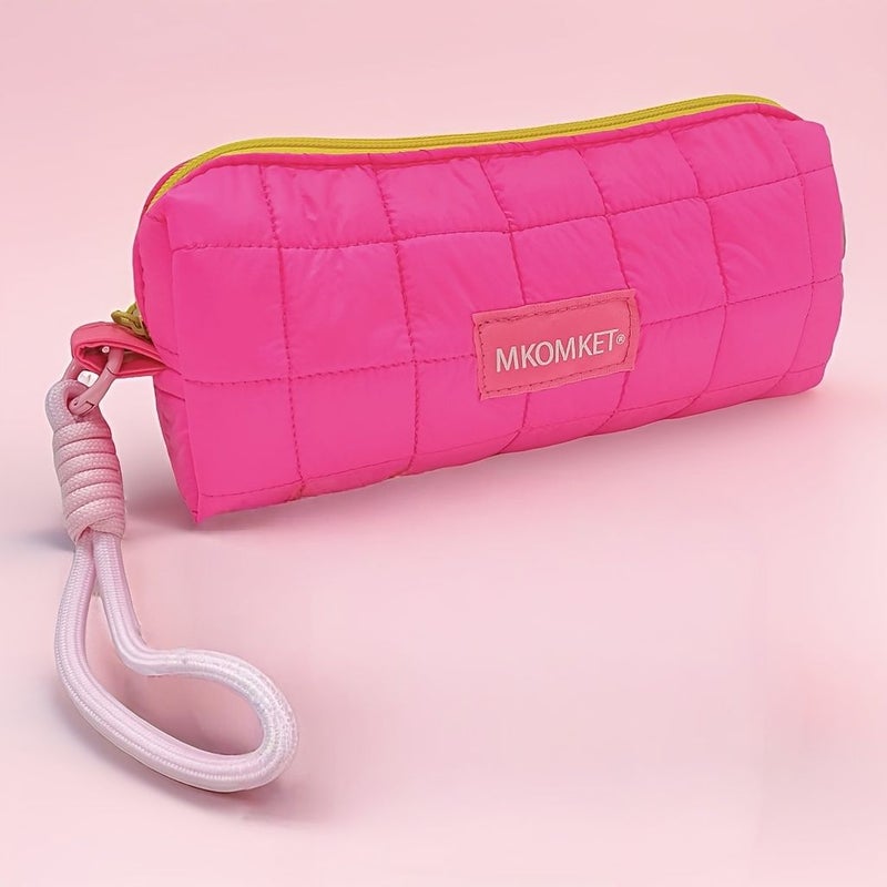 Purple Large Capacity Portable Quilted Makeup Bag Stationery Storage - Image 2