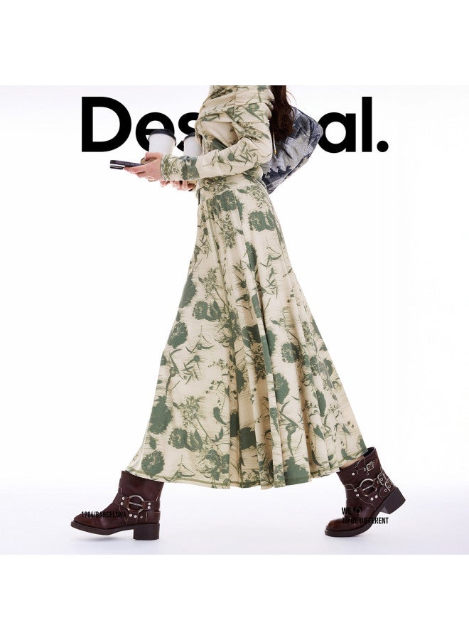 DESIGUAL 25 مجموعة جديدة لخريف/شتاء تصميم تنورة مطبوعة بأزهار مع حياكة علوية - Image 2