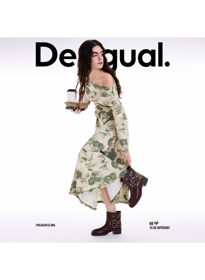 DESIGUAL 25 مجموعة جديدة لخريف/شتاء تصميم تنورة مطبوعة بأزهار مع حياكة علوية - Image 5