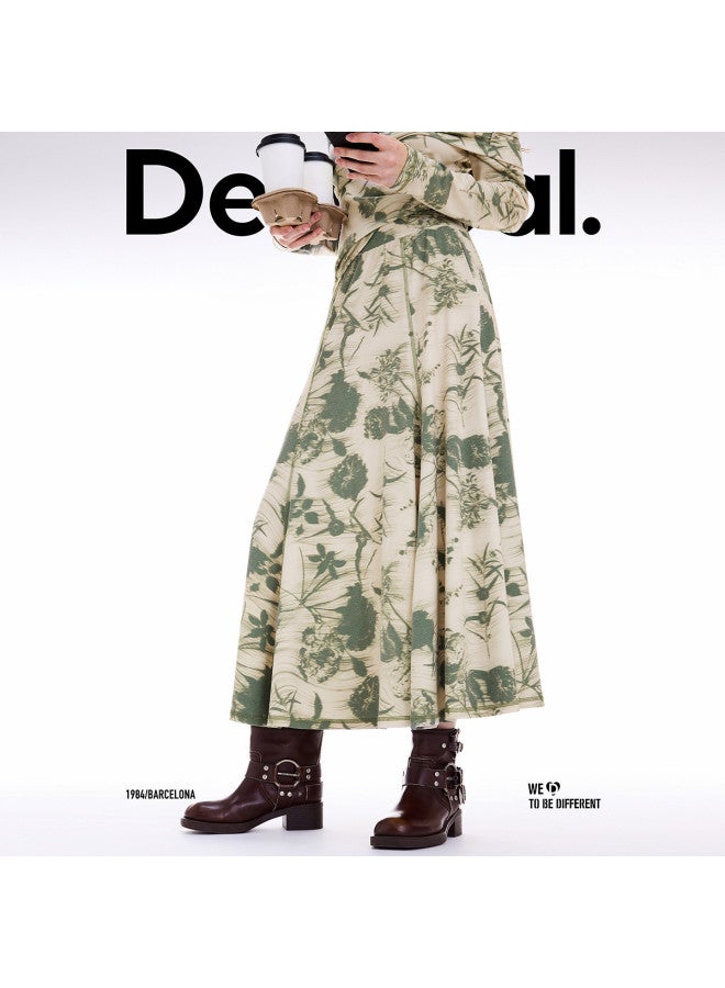 DESIGUAL 25 مجموعة جديدة لخريف/شتاء تصميم تنورة مطبوعة بأزهار مع حياكة علوية - Image 4