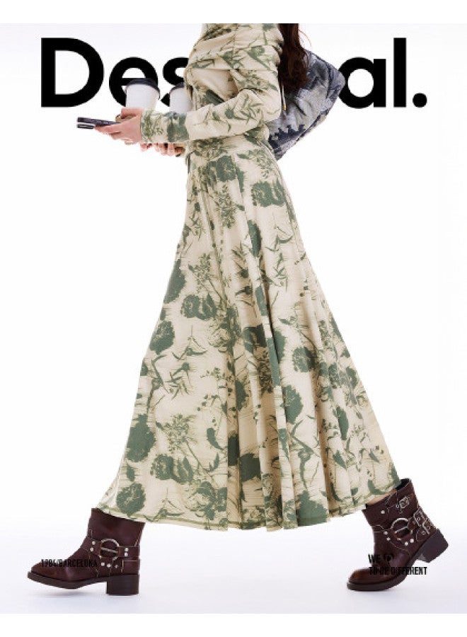 DESIGUAL 25 مجموعة جديدة لخريف/شتاء تصميم تنورة مطبوعة بأزهار مع حياكة علوية - Image 1