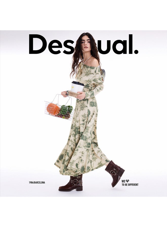 DESIGUAL 25 مجموعة جديدة لخريف/شتاء تصميم تنورة مطبوعة بأزهار مع حياكة علوية - Image 3