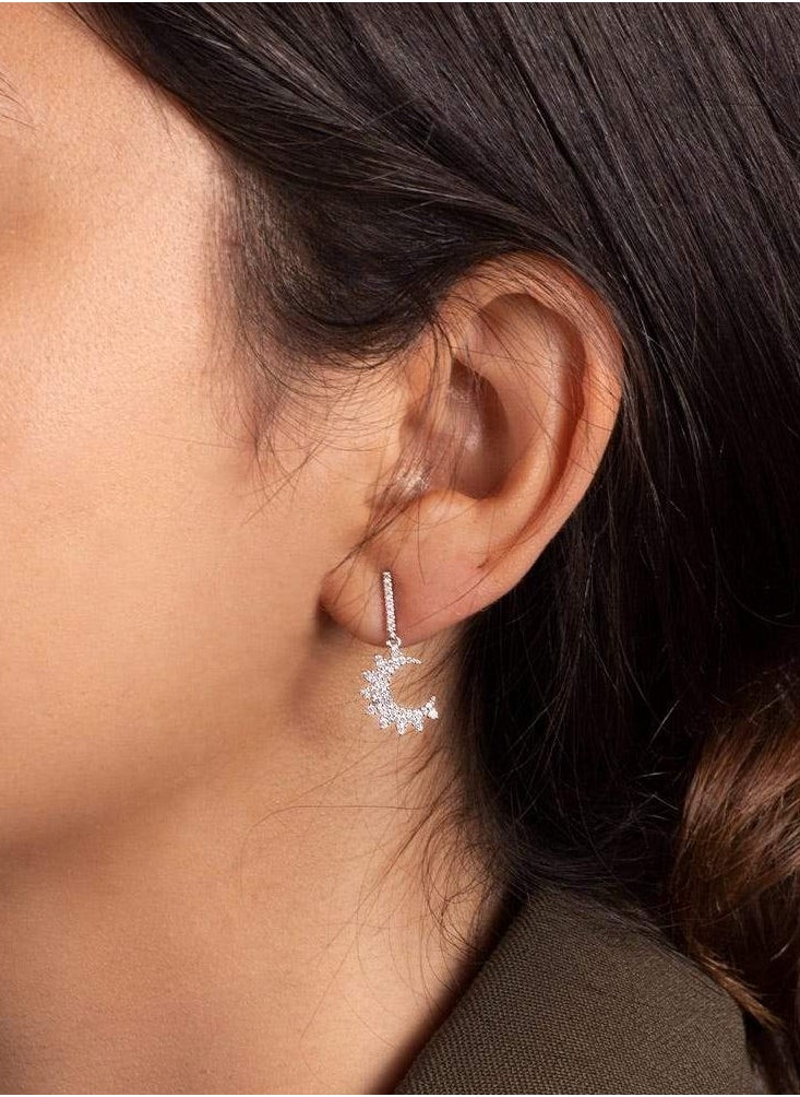 Artsy Silver - Moon Earrings - Silver - Image 1