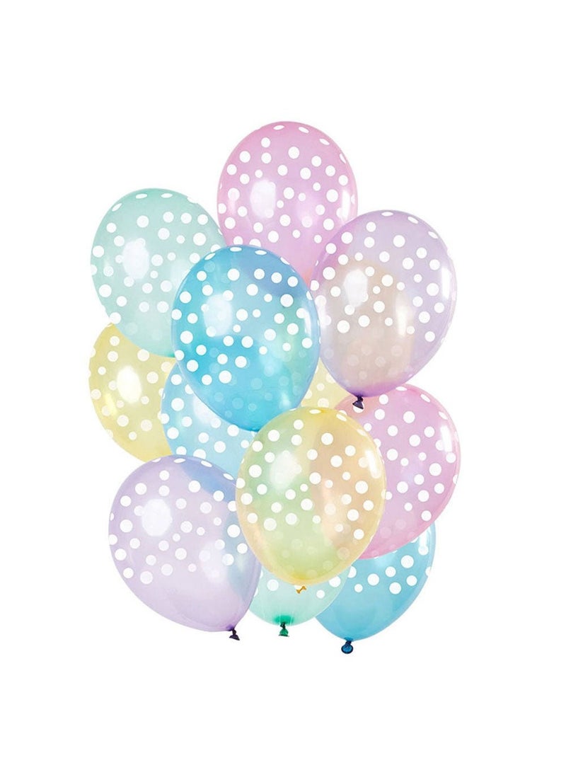 Polka Dot Balloons Pastel Transparent 30 cm 12-pack