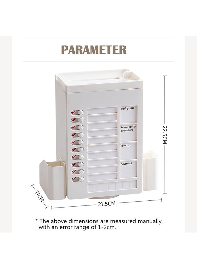 JCB CHIC حامل أقلام دوار مع لوحة مهام قائمة مراجعة، منظم أقلام متعدد الوظائف قابل للدوران 360 درجة، منظم مكتبي كبير السعة  صندوق تخزين لوازم الفنون للمكتب المنزلي - Image 2