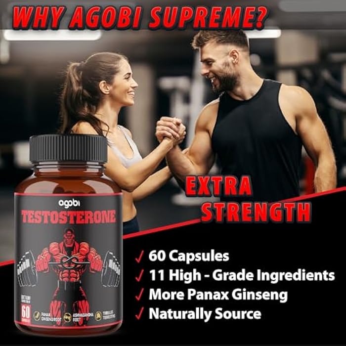 agobi Testosterone Supplement for Men - 11 Herbs - Ashwagandha, Tribulus, Ginseng & More - 60 Capsules for 1 Month - Image 5