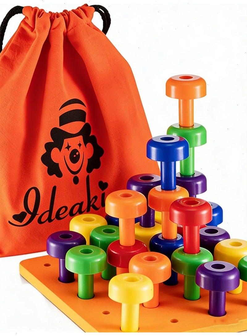 Yoawllty Montessori Peg Board Set Toy, Stackable Pegboard Game, Sorting & Stacking Games - Image 1