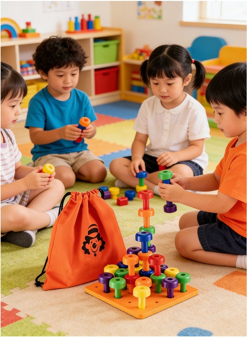Yoawllty Montessori Peg Board Set Toy, Stackable Pegboard Game, Sorting & Stacking Games - Image 2