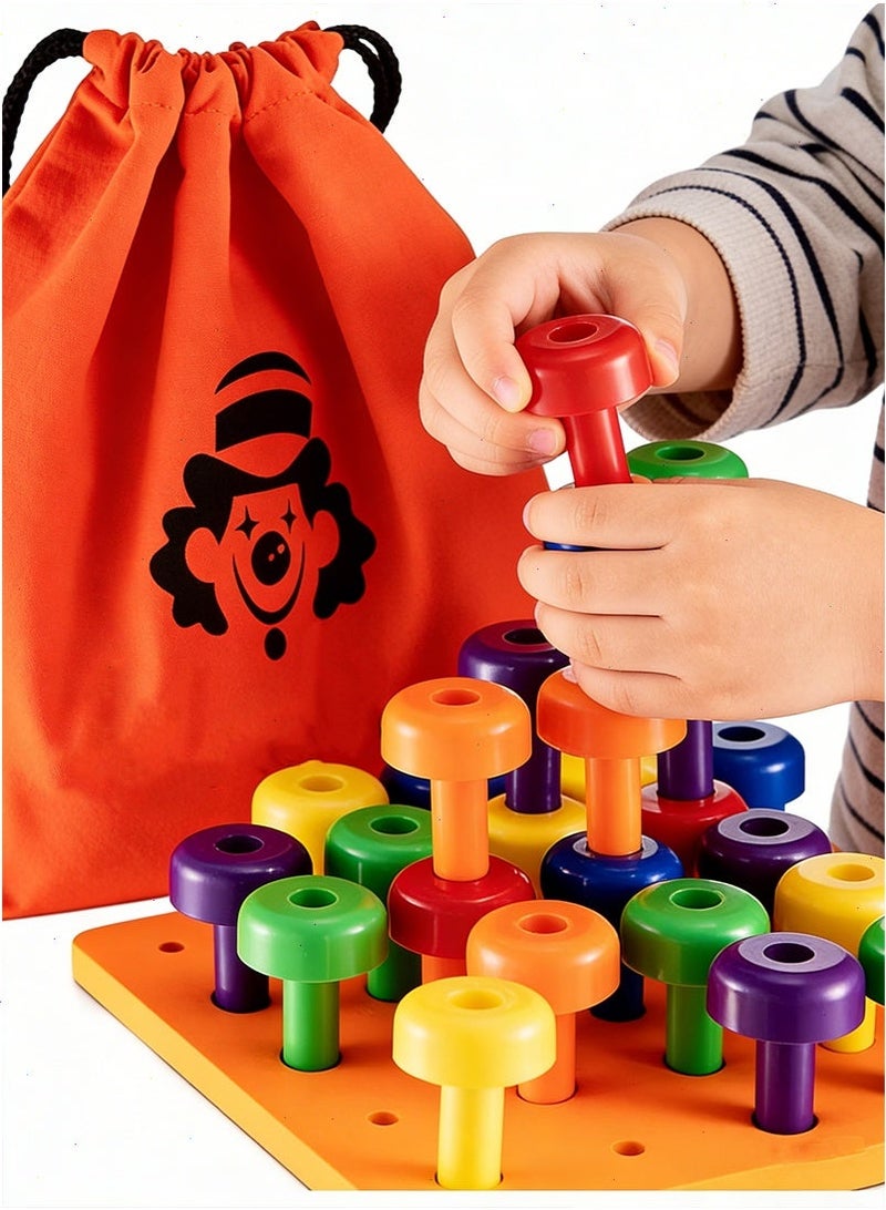 Yoawllty Montessori Peg Board Set Toy, Stackable Pegboard Game, Sorting & Stacking Games - Image 1