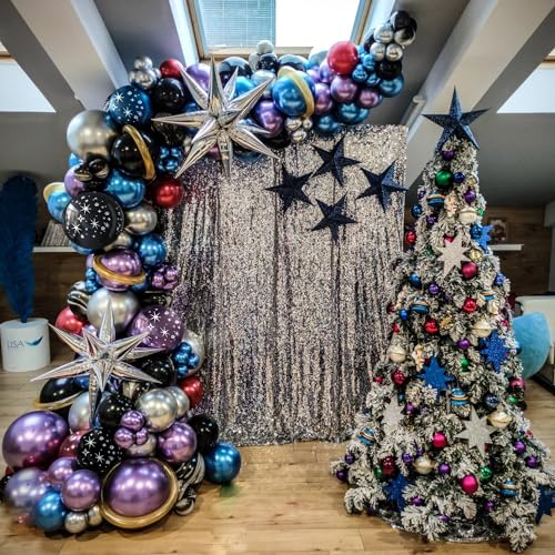 UAEYW Galaxy Space Balloon Arch Garland Kit for Outer Party Decorations,144Pcs Chrome Metallic Blue Purple Silver Navy Blue Black Balloons for Boys Kids Baby Shower Party Supplies - Image 4