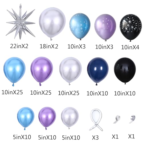 UAEYW Galaxy Space Balloon Arch Garland Kit for Outer Party Decorations,144Pcs Chrome Metallic Blue Purple Silver Navy Blue Black Balloons for Boys Kids Baby Shower Party Supplies - Image 2