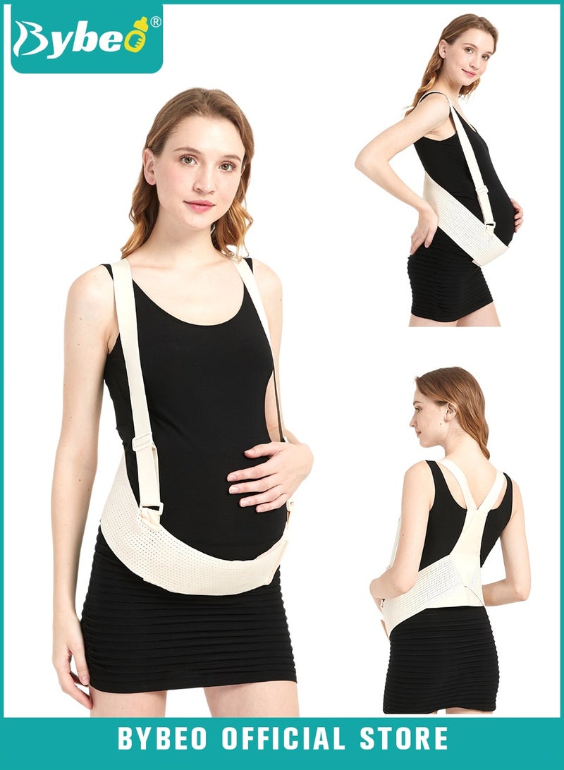 Bybeo Breathable Maternity Belt, Adjustable Belly Bands and Supports, Pregnancy Belts with Shoulder Straps and Back Support, Maternities Band with 2 Replacement Heart Rate Monitor Strap, Pregnancies Care - Image 1