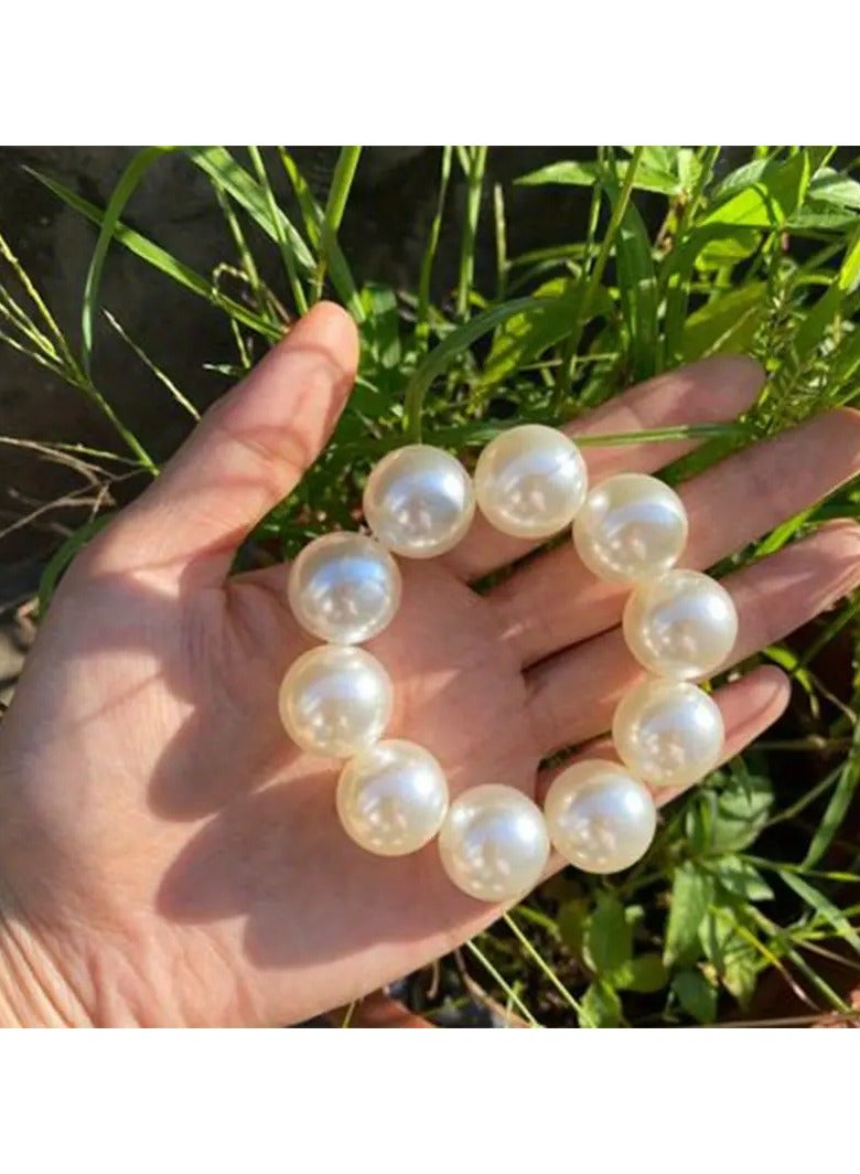 Goolsky رباط شعر أنيق من اللؤلؤ الصناعي - سوار متعدد الاستخدامات، حامل ذيل حصان بأسلوب عتيق للنساء والفتيات - Image 1