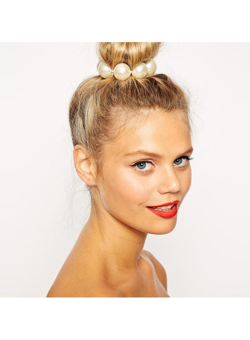 Goolsky رباط شعر أنيق من اللؤلؤ الصناعي - سوار متعدد الاستخدامات، حامل ذيل حصان بأسلوب عتيق للنساء والفتيات - Image 4