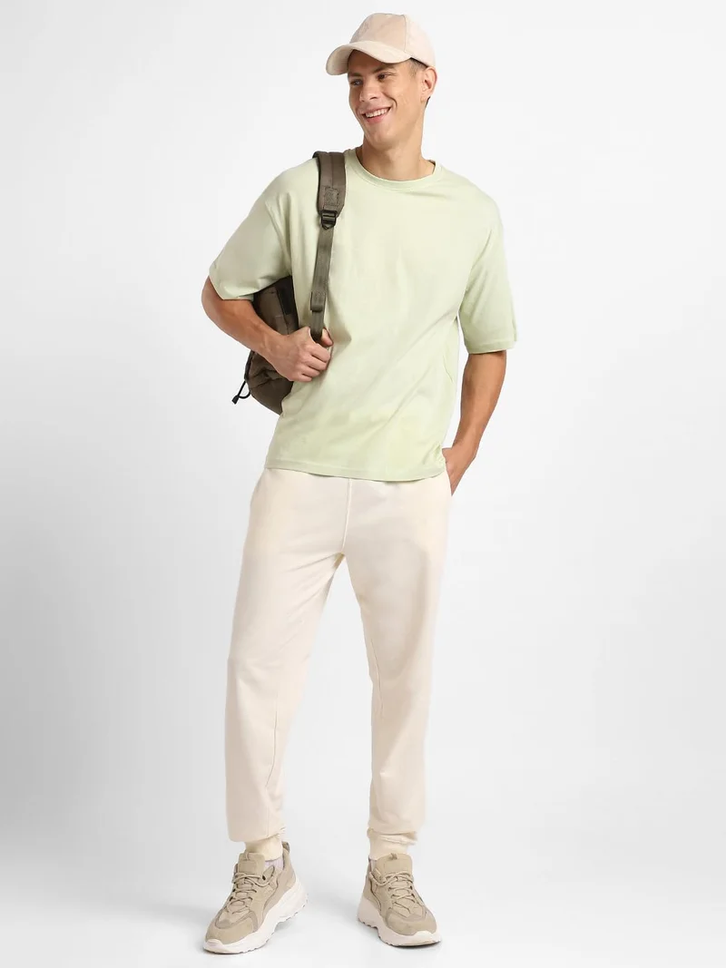 NOBERO  Men's Solid Oversized Fit T-Shirt in Light Green for Men | Best Price UAE