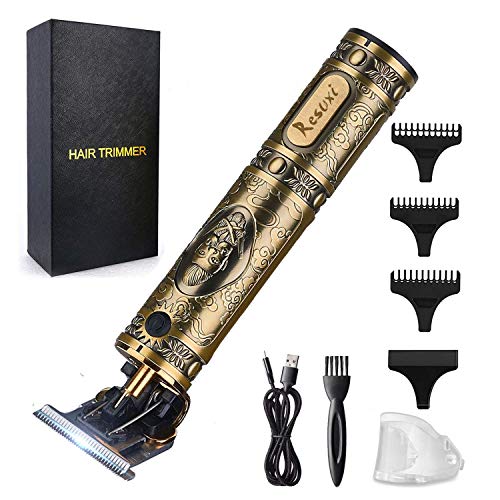 RESUXI Cordless Hair Trimmer for Men, Professional Electric Hair Clippers Barber Trimmer, Mens T-Blade Beard Trimmer Zero Gapped Edgers Gold Knight Close Cutting Haircut Kit - Image 1