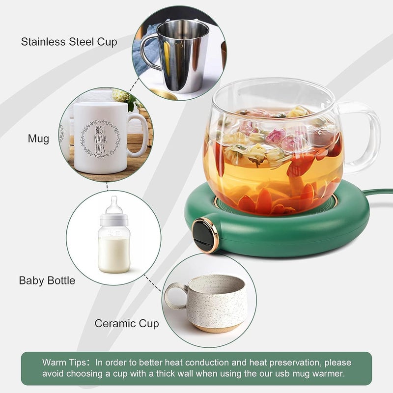 Suicune Electric Cup Warmer Temperature Control Smart Coaster for Hot Coffee Tea Candle Warming Plate with 3 Heating Modes for Desk Office USB Auto Shutoff - Image 2