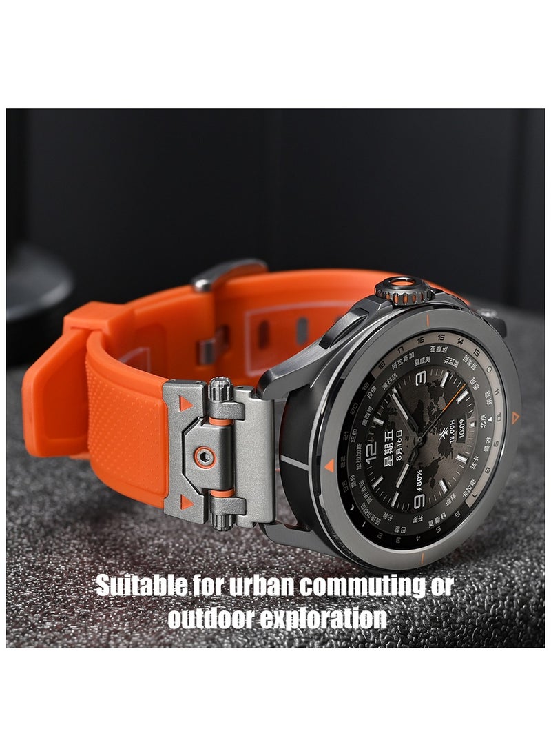 yalilai Rugged TPU Sport Band for HUAWEI Watch GT 5 4 3 Pro, 22mm Durable Metal Connector Replacement Strap for Huawei Watch 4 3 Pro, Titanium-Orange  - Image 2