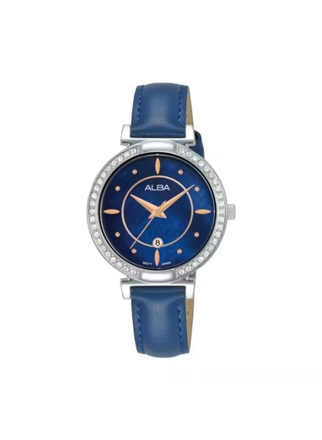 ALBA Ladies' Watch FASHION Blue Leather Strap, Blue MOP Dial AH7BF9X1