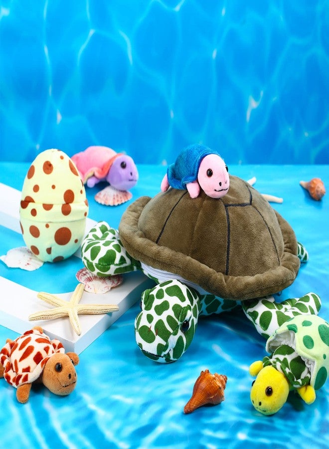 Aoriher 6 Pieces Turtle Stuffed Animal Set 12 Inch Stuffed Sea Turtle Mom with 3 Little Plush and 2 Plush Eggs Soft Body Pillow Toys Tortoise Hugging for Sea Animal Lovers(Modern) - Image 4