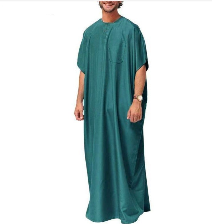 2024 New Muslim Mens Dubai Thobe Robe Shirt Khakis  - Image 2