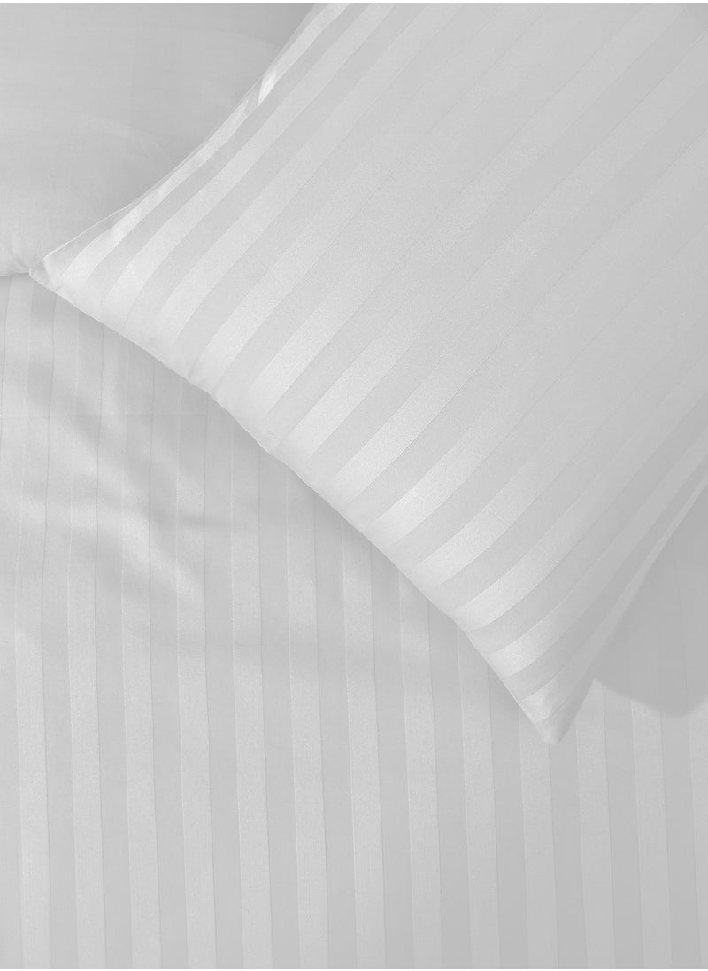 American Linen Stripe King Duvet Cover 220X240Cm White  - Image 2