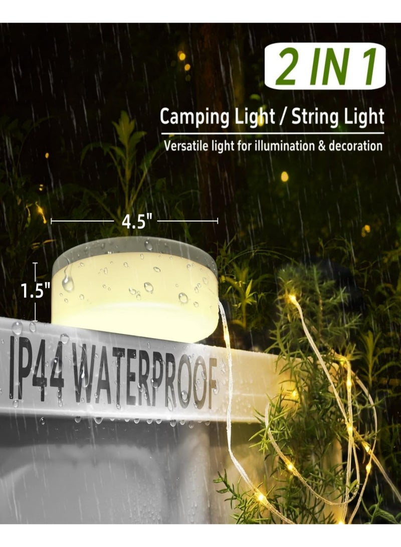 عالية الجودة سلسلة أضواء تخييم تعمل بالطاقة الشمسية، 4 في 1 سلسلة أضواء خيالية، مصباح تخييم محمول مقاوم للماء مع 8 أوضاع إضاءة، فانوس خيمة معلق قابل لإعادة الشحن لديكورات عيد الميلاد ومستلزمات حفلات الفناء - 32.8 قدم - Image 3