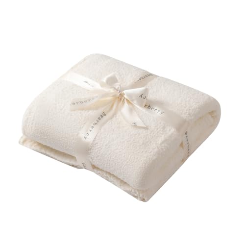 bearberry Super Soft Fluffy Throw Blanket Lightweight Cozy Warm Bed Blankets for Couch Bed Sofa All Season (Cream, 60”x80”) - Image 1