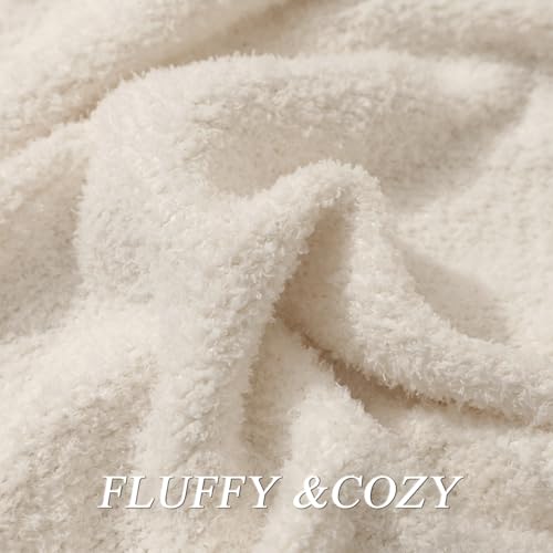 bearberry Super Soft Fluffy Throw Blanket Lightweight Cozy Warm Bed Blankets for Couch Bed Sofa All Season (Cream, 60”x80”) - Image 3