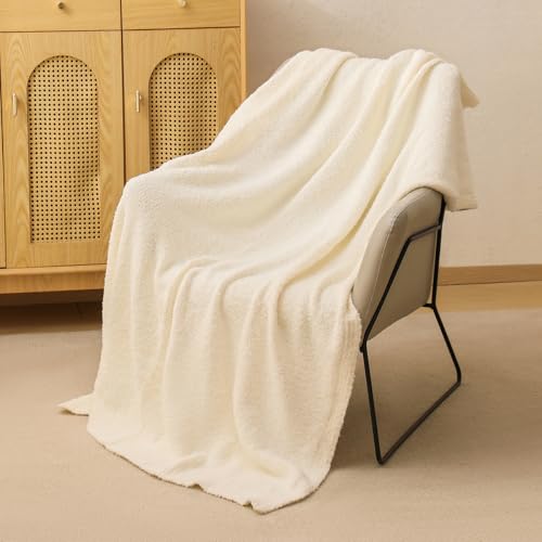 bearberry Super Soft Fluffy Throw Blanket Lightweight Cozy Warm Bed Blankets for Couch Bed Sofa All Season (Cream, 60”x80”) - Image 5