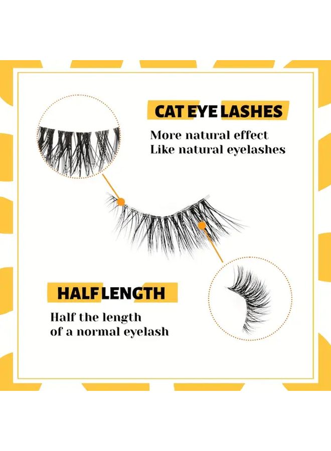 HJ 65 Model Natural Look 10 Pairs Thick Cat Eye Short False Eyelashes 10mm Wispy With Transparent Band - Image 3