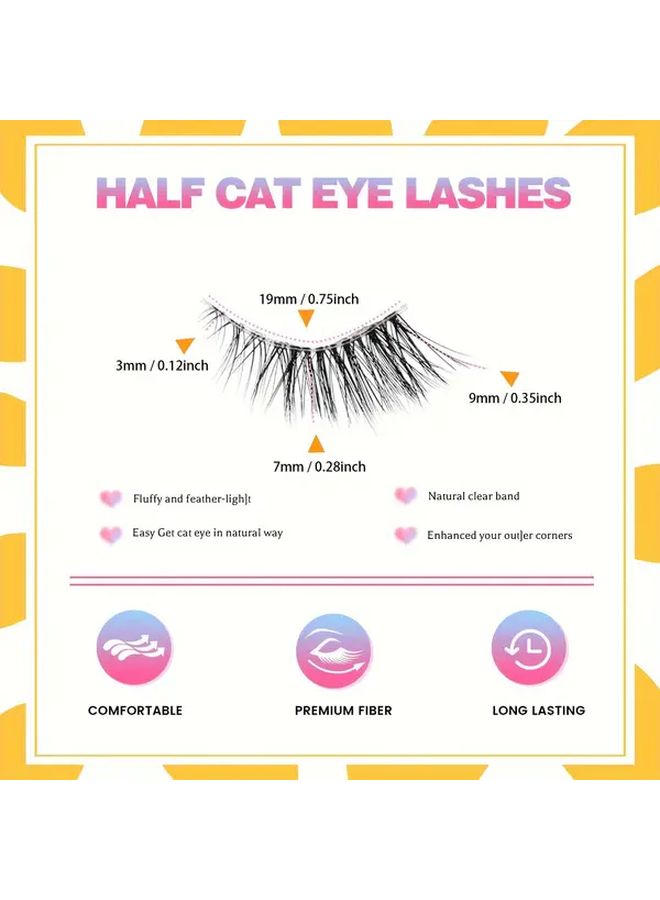 HJ 65 Model Natural Look 10 Pairs Thick Cat Eye Short False Eyelashes 10mm Wispy With Transparent Band - Image 4