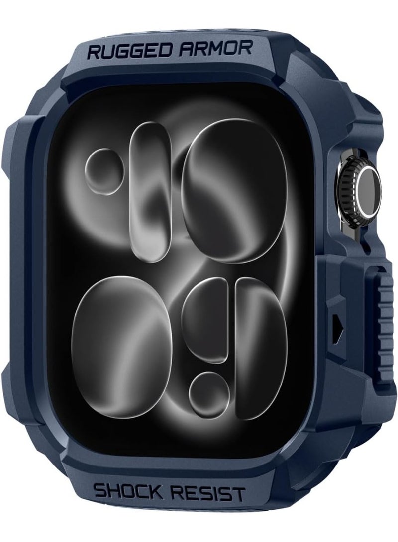 Spigen Rugged Armor 2 Apple Watch Series 11/10 (46mm) Case Cover Durable Protective TPU Flexible Shock Proof Mil Grade Bumper - Navy Blue - Image 1