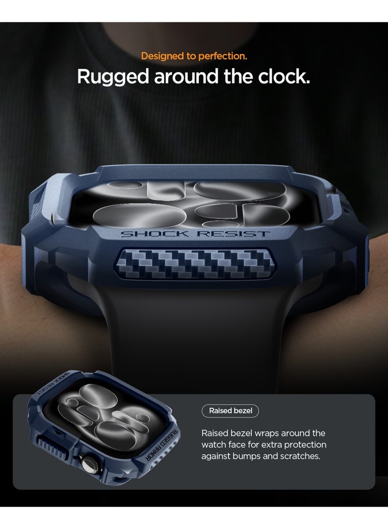 Spigen Rugged Armor 2 Apple Watch Series 11/10 (46mm) Case Cover Durable Protective TPU Flexible Shock Proof Mil Grade Bumper - Navy Blue - Image 5